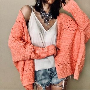 Free People Coral Knit Cardigan